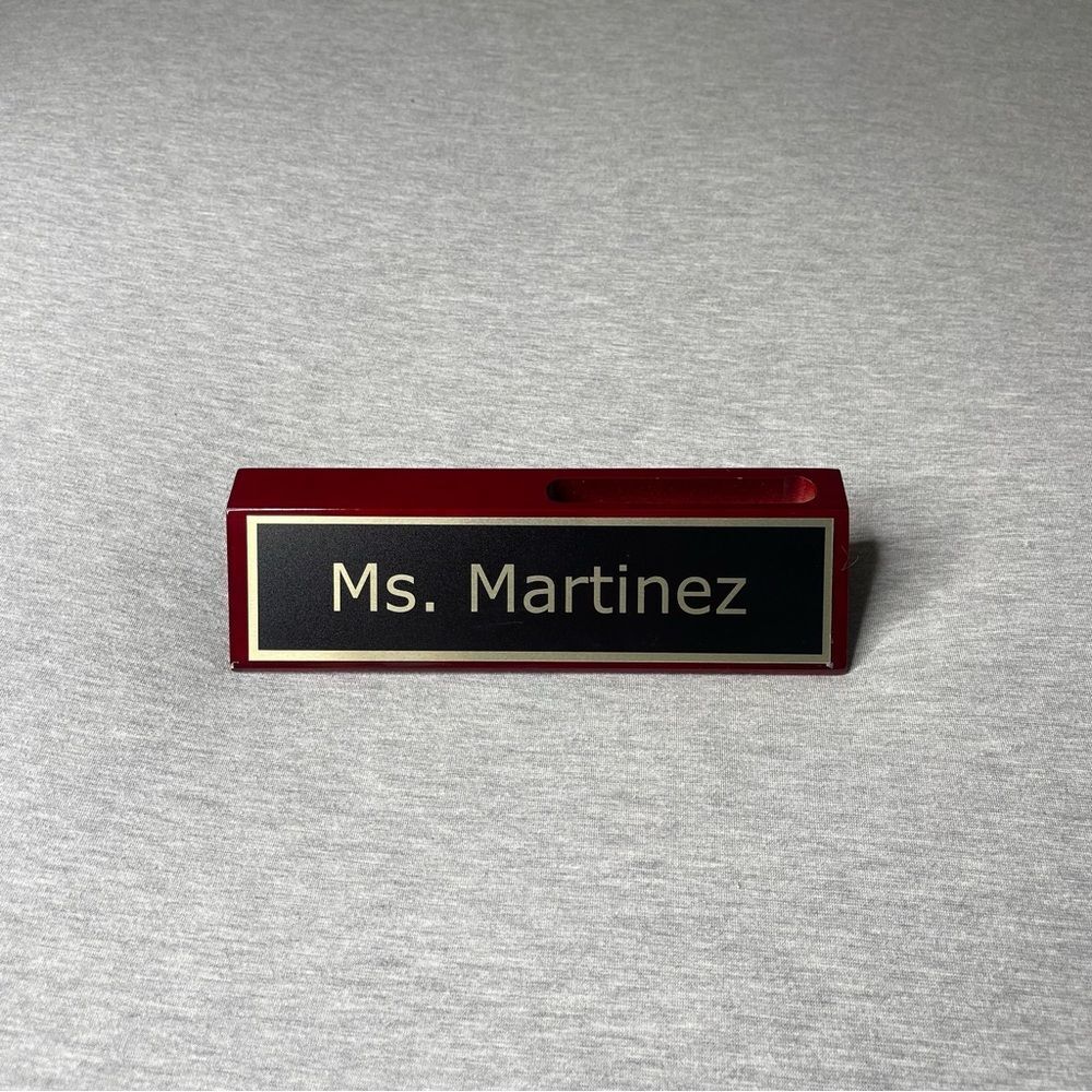 Providence Engraved 2”x 8” Personalized “Ms. Martinez” Wood Desk Name Plate